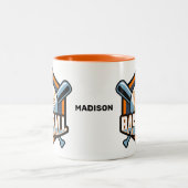 Individuelle Name- und Farbbaseball Zweifarbige Tasse (Mittel)