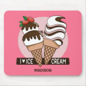 Individuelle Name und Farbe Ice Creme Lover Mousep Mousepad (Vorne)