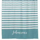 Individuelle Name und Farbe mit weißen Streifen Duschvorhang (Vorderseite)