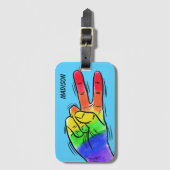 Individuelle Name und Farbe Rainbow Peace Gepäckanhänger (Vorderseite Vertikal)