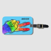 Individuelle Name und Farbe Rainbow Peace Gepäckanhänger (Vorderseite (Horizontal))
