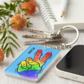 Individuelle Name und Farbe Rainbow Schlüsselanhänger (Vorderseite rechts)