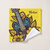 Individuelle Name und Farbe Ukulele Badhandtuch Set (Waschlappen)