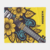 Individuelle Name und Farbe Ukulele Fleecedecke (Vorderseite (Horizontal))