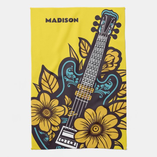 Individuelle Name und Farbe Ukulele Geschirrtuch (Vertikal)