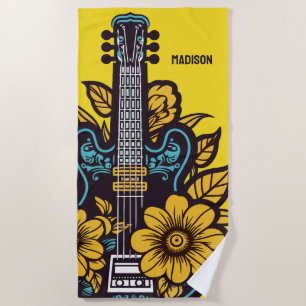 Individuelle Name und Farbe Ukulele Strandtuch