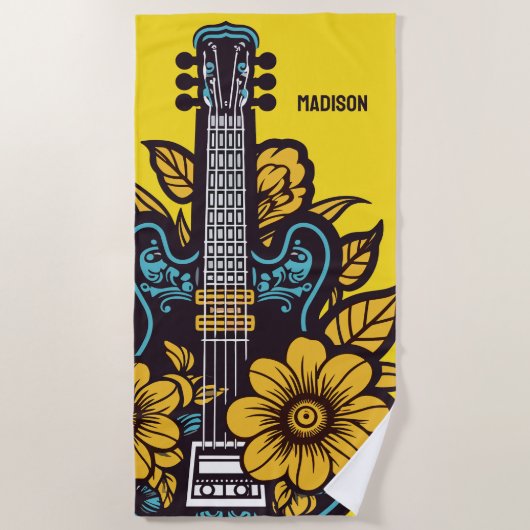 Individuelle Name und Farbe Ukulele Strandtuch (Vorderseite)