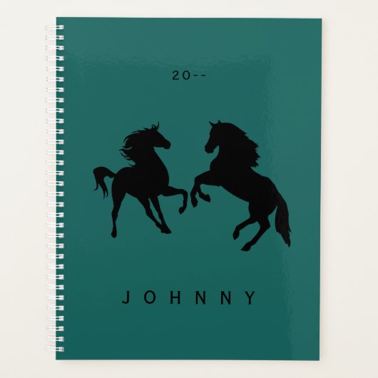 Individuelle Name- und Farbplaner mit Pferdepaar Planer (Vorderseite)