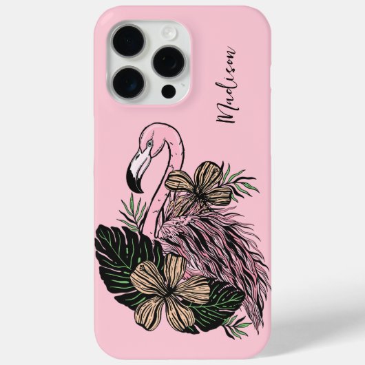 Individuelle Name und Farbrosa Flamingo Case-Mate iPhone Hülle (Rückseite)