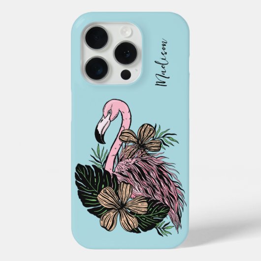 Individuelle Name und Farbrosa Flamingo Case-Mate iPhone Hülle (Rückseite)