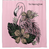 Individuelle Name und Farbrosa Flamingo Duschvorhang (Vorderseite)