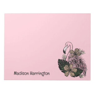 Individuelle Name und Farbrosa Flamingo Notizblock