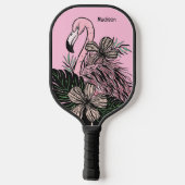 Individuelle Name und Farbrosa Flamingo Pickleball Schläger (Rückseite)