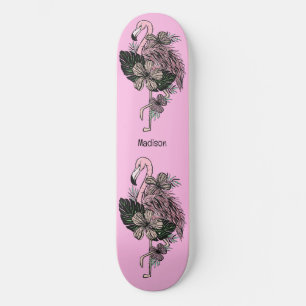 Individuelle Name und Farbrosa Flamingo Skateboard