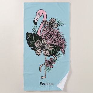 Individuelle Name und Farbrosa Flamingo Strandtuch