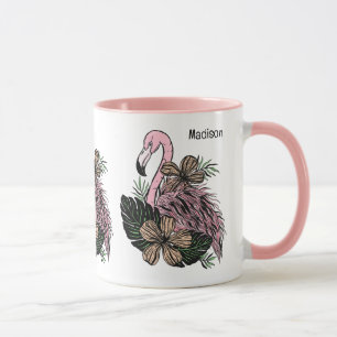 Individuelle Name und Farbrosa Flamingo Tasse