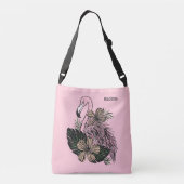 Individuelle Name und Farbrosa Flamingo Tragetaschen Mit Langen Trägern (Rückseite)