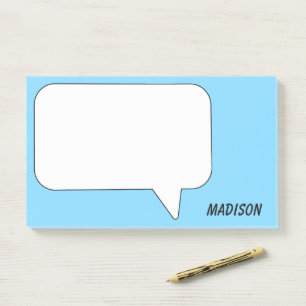 Individuelle Name- und Farbsprechblase Post-it Klebezettel