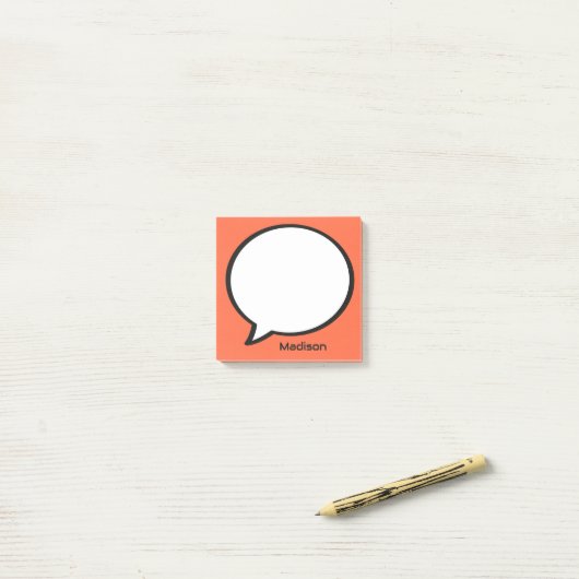 Individuelle Name- und Farbsprechblase Post-it Klebezettel (Auf Schreibtisch)