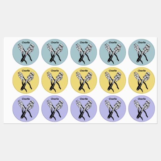 Individuelle Name- und FarbTOOLS Etiketten (Blatt)