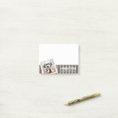 Individuelle Name und Foto des Preppy-Graustreifen Post-it Klebezettel (Auf Schreibtisch)