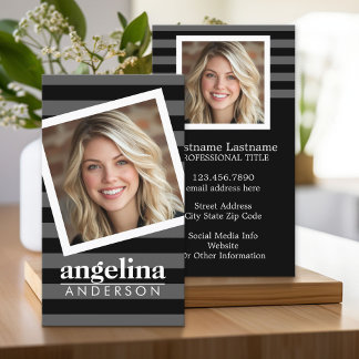 Individuelle Name und Foto des Preppy-Graustreifen Visitenkarte
