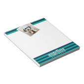 Individuelle Name und Foto mit bunten Streifen Notizblock (angewinkelt)