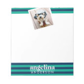 Individuelle Name und Foto mit bunten Streifen Notizblock (Vorderseite)