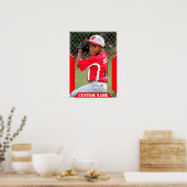 Individuelle Name und Foto Red Sports Poster (Küche)