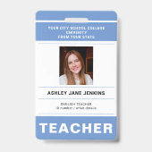 Individuelle Name und Foto Uni Lehrer ID Ausweis (Vorderseite)