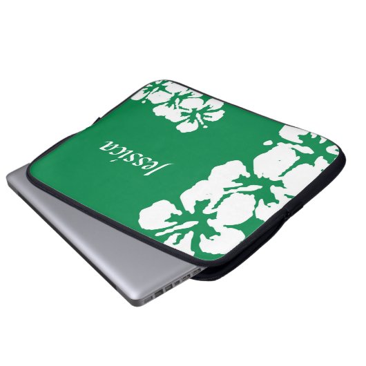 Individuelle Name und Hibisken Notebook-Sieb Laptopschutzhülle (Vorne Knopf)