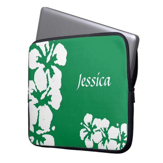 Individuelle Name und Hibisken Notebook-Sieb Laptopschutzhülle (Vorderseite Links)