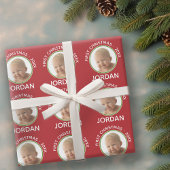 Individuelle Name und Jahr des ersten Weihnachtsju Geschenkpapier