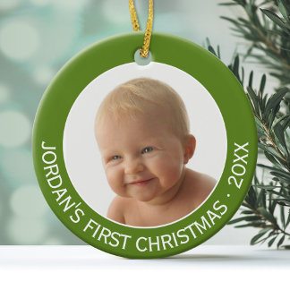 Individuelle Name und Jahr des ersten Weihnachtsju Keramikornament