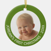 Individuelle Name und Jahr des ersten Weihnachtsju Keramikornament (Vorne)