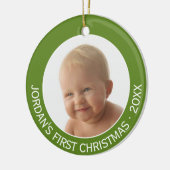 Individuelle Name und Jahr des ersten Weihnachtsju Keramikornament (Links)