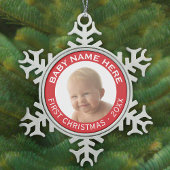 Individuelle Name und Jahr des ersten Weihnachtsju Schneeflocken Zinn-Ornament