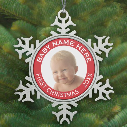 Individuelle Name und Jahr des ersten Weihnachtsju Schneeflocken Zinn-Ornament