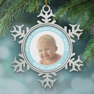 Individuelle Name und Jahr des ersten Weihnachtsju Schneeflocken Zinn-Ornament