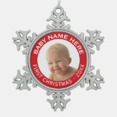 Individuelle Name und Jahr des ersten Weihnachtsju Schneeflocken Zinn-Ornament (Vorderseite)