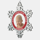 Individuelle Name und Jahr des ersten Weihnachtsju Schneeflocken Zinn-Ornament (Rechts)
