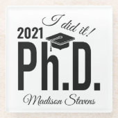 individuelle Name und Jahr Doktortitel Glasuntersetzer (Vorderseite)