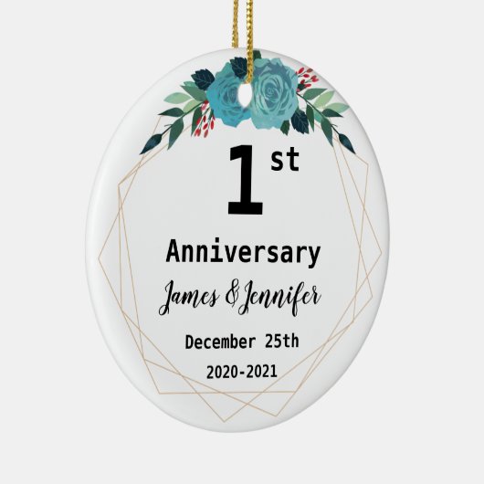 Individuelle Name und Jahr zum ersten Mal zum Hoch Keramik Ornament (Rechts)