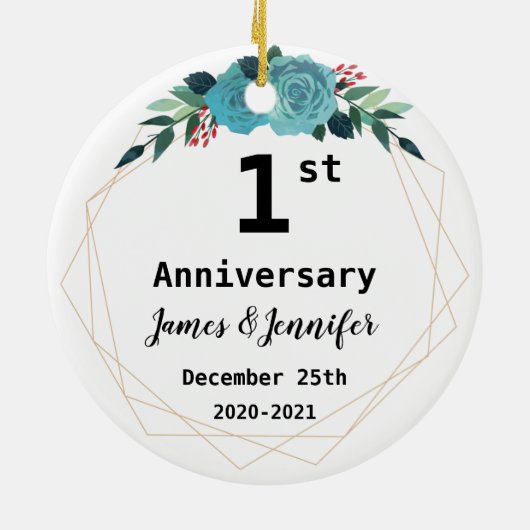 Individuelle Name und Jahr zum ersten Mal zum Hoch Keramik Ornament (Hinten)