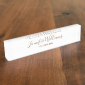 Individuelle Name und Jobbezeichnung elegant weiß Namensplakette (Seite)