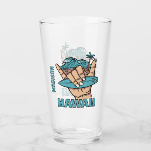 Individuelle Name und Lage Surf Shaka Glas