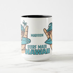 Individuelle Name und Lage Surf Shaka Tasse