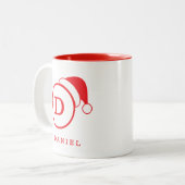 Individuelle Name und Mit Monogramm Weihnachtsmann Zweifarbige Tasse (Vorderseite Links)