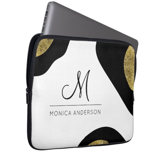 Individuelle Name und Monogram, Abstrakter Laptop- Laptopschutzhülle (Vorne Rechts)