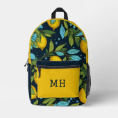 Individuelle Name- und Monogram-Lemon-Muster Bedruckter Rucksack (Vorderseite)
